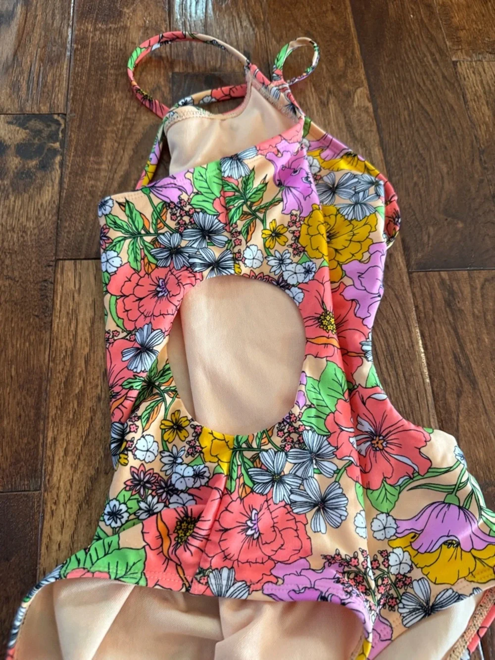 Cat and Jack Floral Cutout One-Piece Swimsuit in Pink & Yellow 14